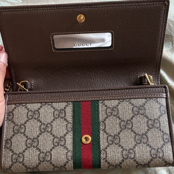 Gucci Beige and Brown Clutch with Gold Chain - Picture 5 of 5
